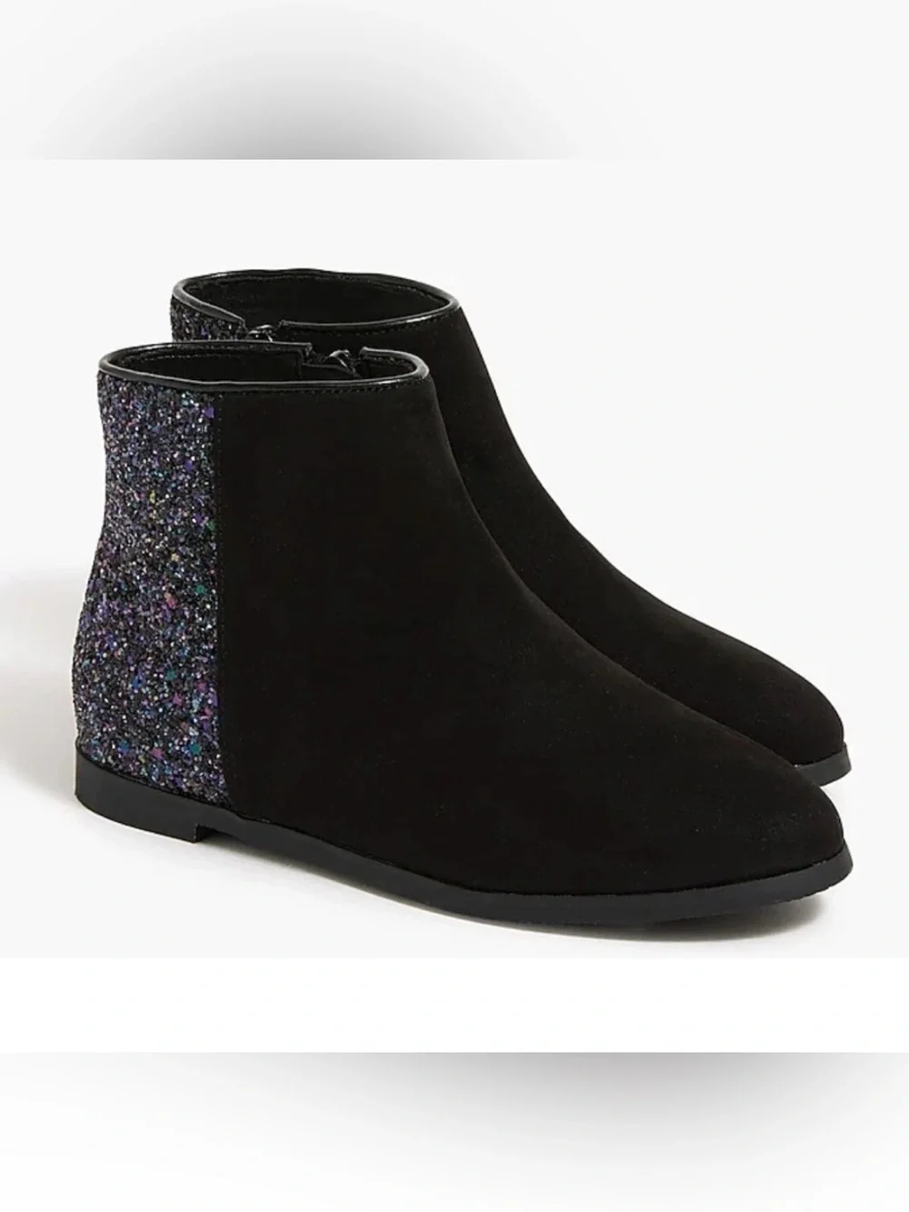 J Crew Crewcuts Girls Kids 5 Glitter Back Ankle Boots Side Zip Cushioned